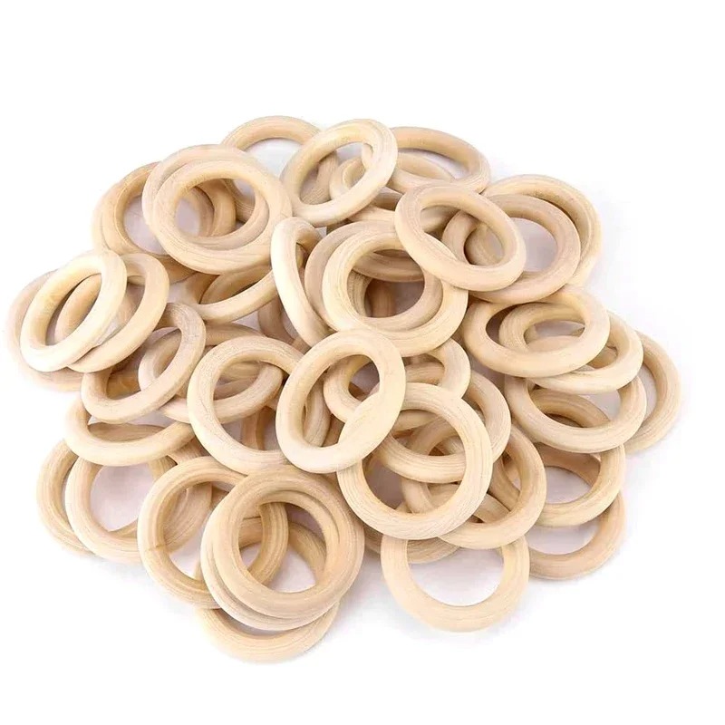 Wood Ring Blank - 20 Stück 30mm Unbehandelte Glatte Holz-Makramee-Ringe